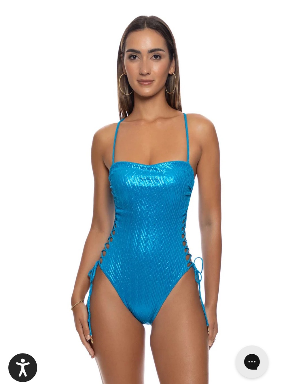 Luli Fama LIQUID VOLTAGE - Square Neck Laced Up One Piece